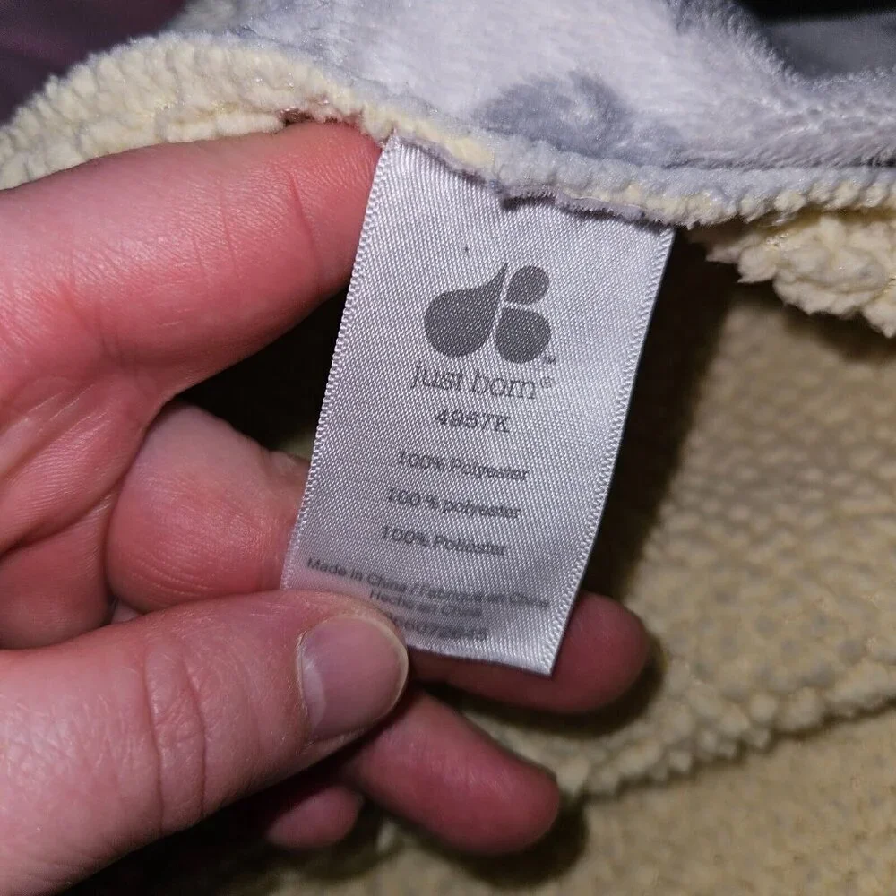 Just Born Gray Yellow White Elephant Fleece Baby Blanket 29x39
